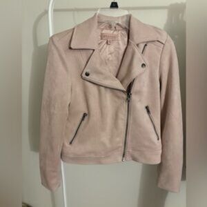 Philosophy Blush Pink Faux Suede Moto Jacket Sz Sml